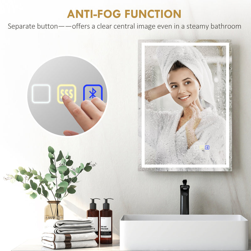 HOMCOM Bathroom Mirror With Bluetooth Lights Demister Pad