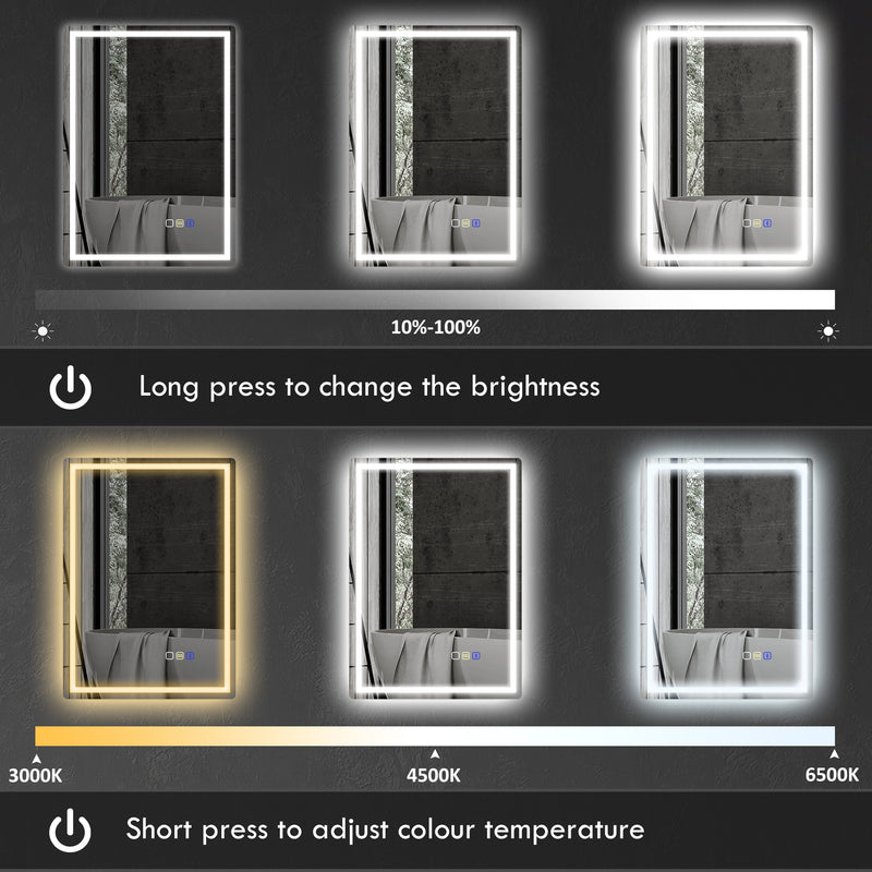HOMCOM Bathroom Mirror With Bluetooth Lights Demister Pad
