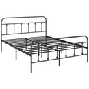 HOMCOM 5ft Metal King Platform Bed Frame W/ Underbed Storage Headboard White/Black