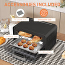 HOMCOM Small Toaster Oven, 12L Mini Countertop Oven With Glass Door, Black