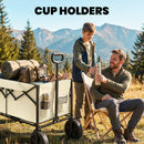 Outsunny 95L Foldable Festival Trolley On Wheels, Khaki