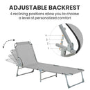 Outsunny Camping Cot Picnic Sun Lounger Portable Folding Chaise Chair Grey