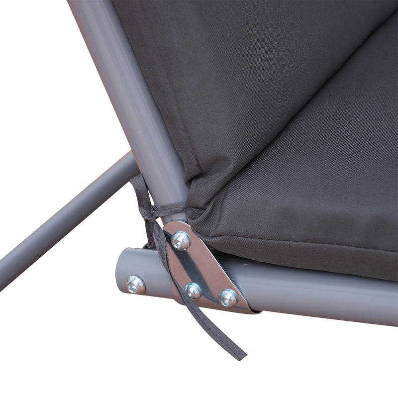 Outsunny 2 Person Covered Patio Swing with Pivot Table & Storage Conso