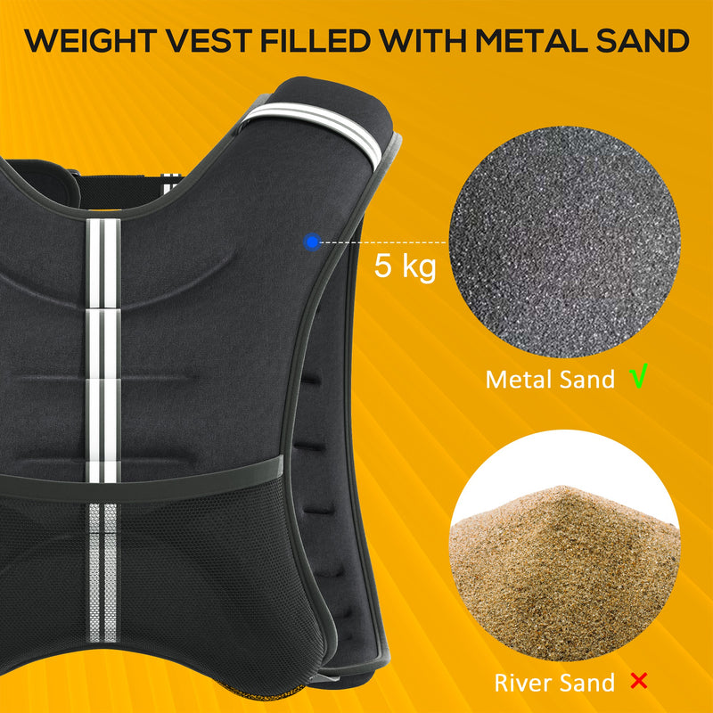 HOMCOM Weighted Vest with Adjustable Straps, Pocket, Reflective Strips