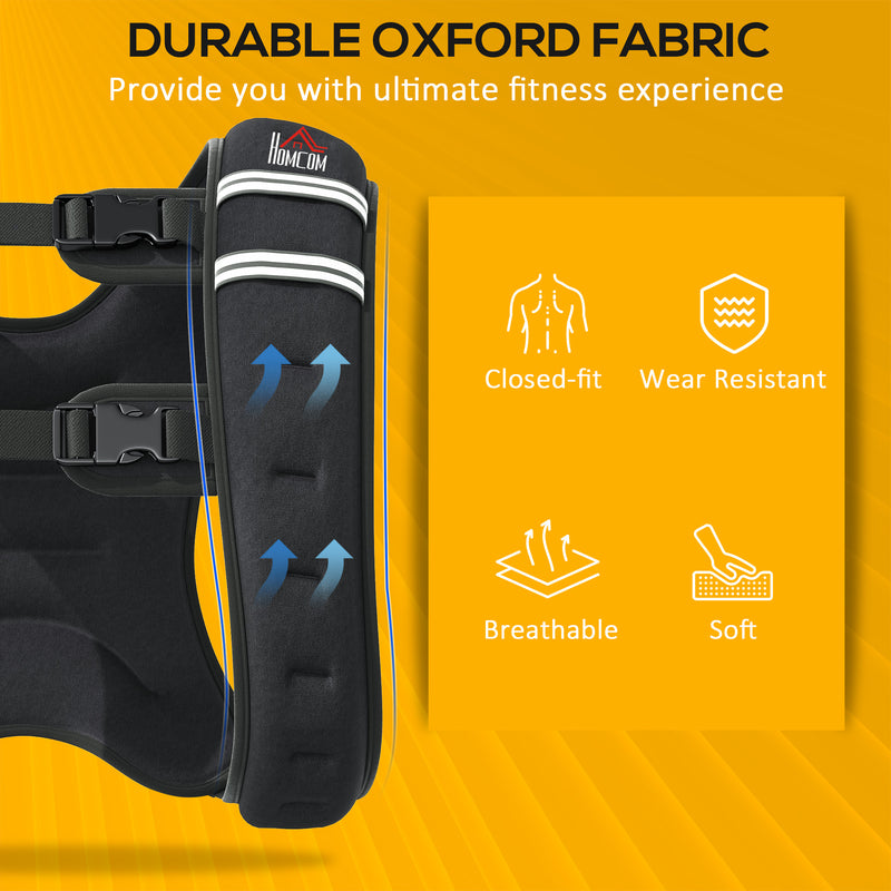 HOMCOM Weighted Vest with Adjustable Straps, Pocket, Reflective Strips