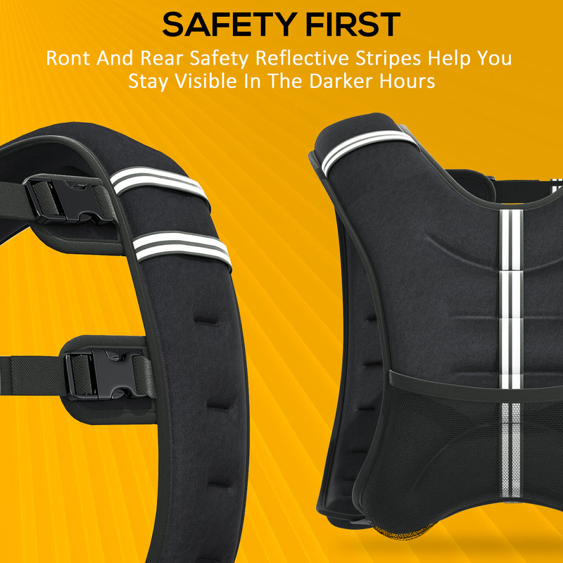 HOMCOM Weighted Vest with Adjustable Straps, Pocket, Reflective Strips