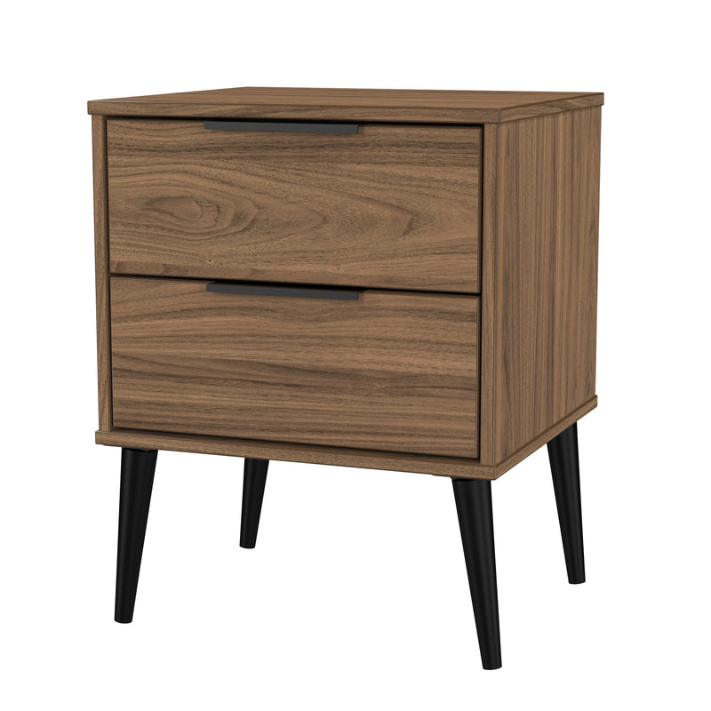 Helsinki Ready Assembled 2 Drawer Bedside Cabinet in Carini Walnut