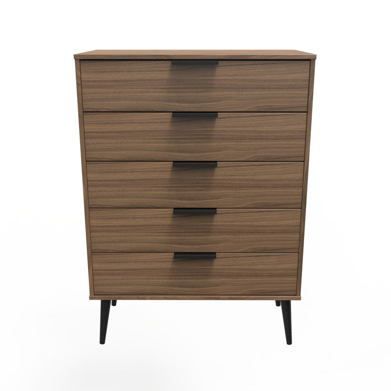 Helsinki Ready Assembled 5 Drawer Chest in Carini Walnut