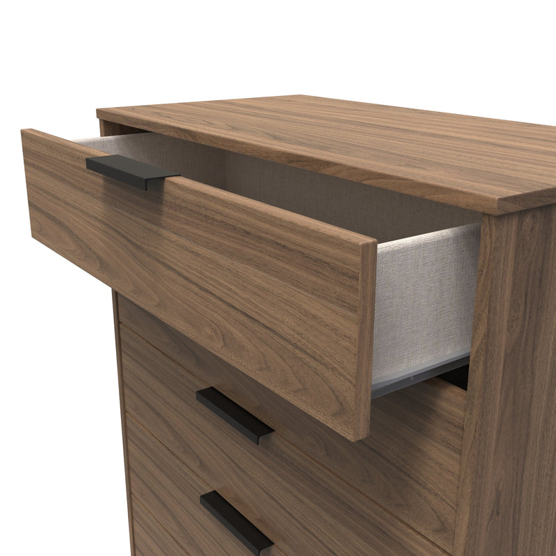 Helsinki Ready Assembled 5 Drawer Chest in Carini Walnut