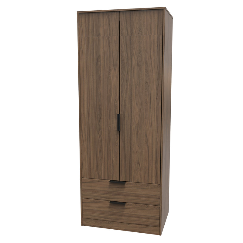 Helsinki Ready Assembled 2 Door 2 Drawer Wardrobe in Carini Walnut