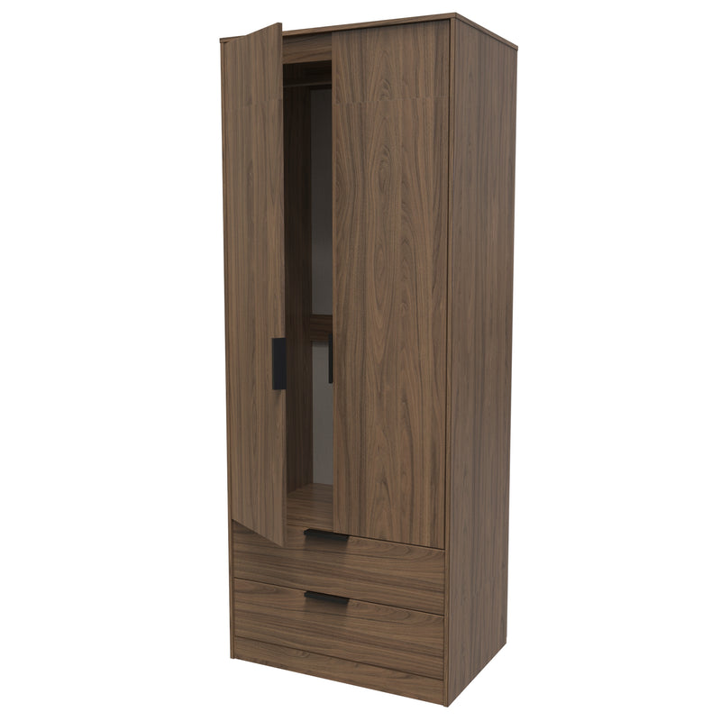 Helsinki Ready Assembled 2 Door 2 Drawer Wardrobe in Carini Walnut