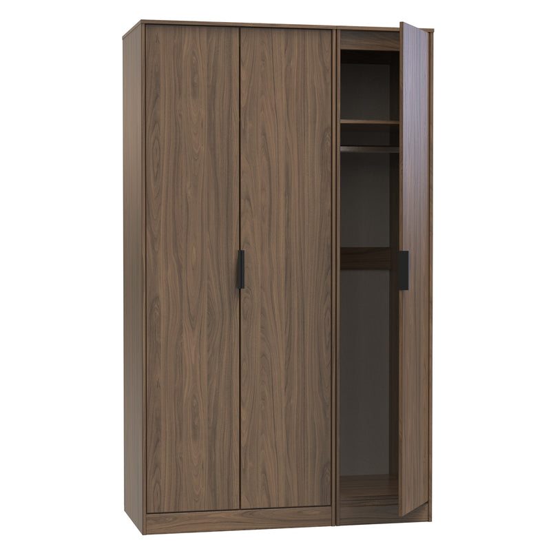 Helsinki Ready Assembled 3 Door Wardrobe in Carini Walnut