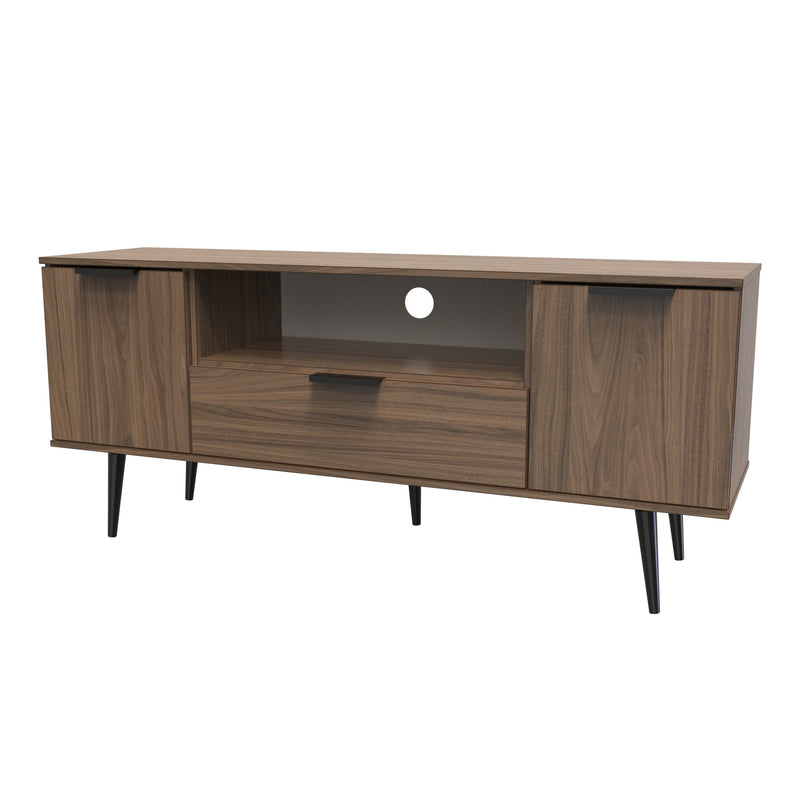 Helsinki Ready Assembled 2 Door 1 Drawer Wide TV Unit in Carini Walnut