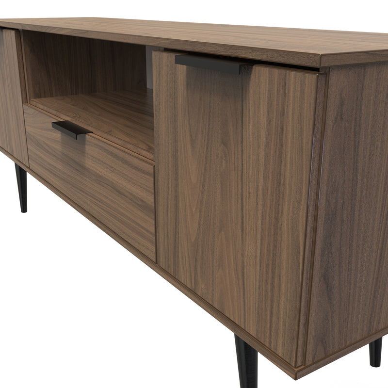 Helsinki Ready Assembled 2 Door 1 Drawer Wide TV Unit in Carini Walnut