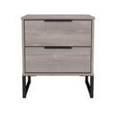 Havana Ready Assembled 2 Drawer Bedside Cabinet in Grey Oak