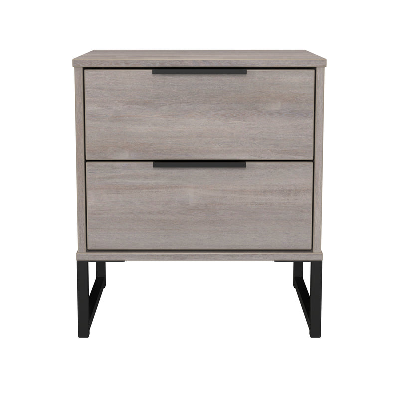Havana Ready Assembled 2 Drawer Bedside Cabinet in Grey Oak