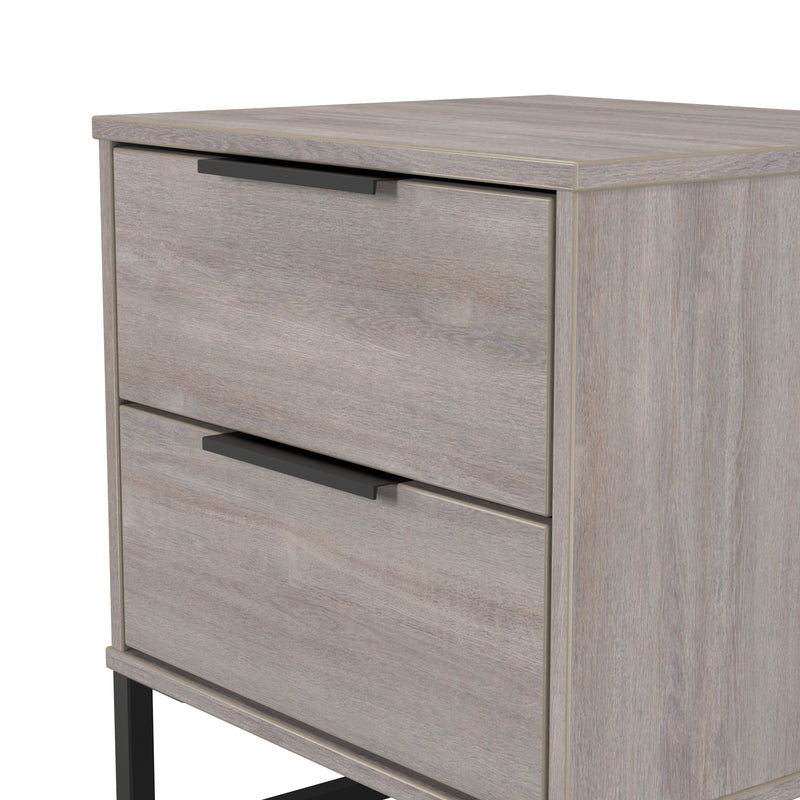 Havana Ready Assembled 2 Drawer Bedside Cabinet in Grey Oak
