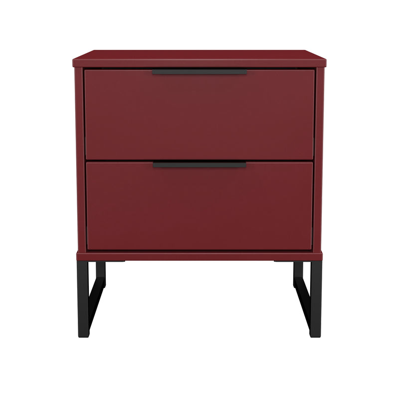 Havana Ready Assembled 2 Drawer Bedside Cabinet in Red Matt