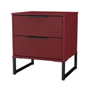 Havana Ready Assembled 2 Drawer Bedside Cabinet in Red Matt