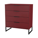 Havana Ready Assembled 4 Drawer Chest in Red Matt