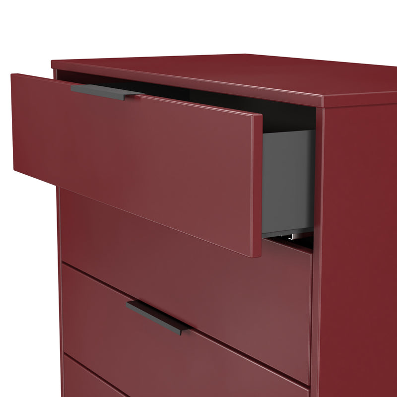 Havana Ready Assembled 4 Drawer Chest in Red Matt