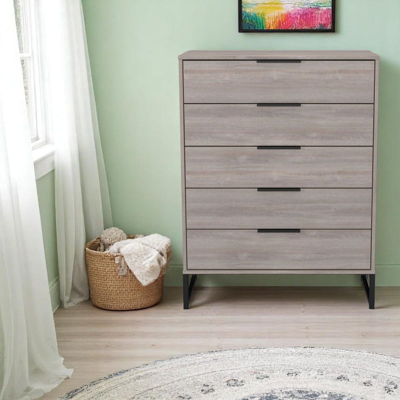 Havana Ready Assembled 5 Drawer Chest in Grey Oak