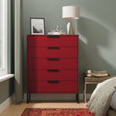 Havana Ready Assembled 5 Drawer Chest in Red Matt