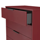 Havana Ready Assembled 5 Drawer Chest in Red Matt