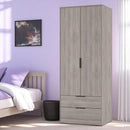 Havana Ready Assembled 2 Door 2 Drawer Wardrobe in Grey Oak