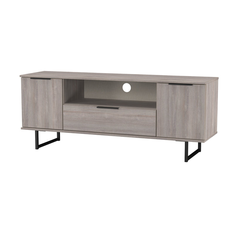 Havana Ready Assembled 2 Door 1 Drawer Wide TV Unit in Grey Oak