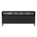 Havana Multi-Media Large TV Unit With 3 Drop Doors In Black Ash
