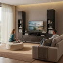 Havana Multi-Media Set (Tall Upright LH, TV Unity & Tall Upright RH) In Black Ash