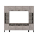 Havana Multi-Media Set (Tall Upright LH, TV Unity, Tall Upright RH & Upper Unit) In Grey Oak