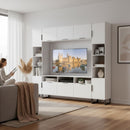 Havana Multi-Media Set (Tall Upright LH, TV Unity, Tall Upright RH & Upper Unit) In White Matt