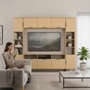Havana Multi-Media Set (Tall Upright LH, TV Unity, Tall Upright RH & Upper Unit) In Yellow Matt