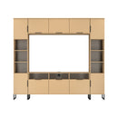 Havana Multi-Media Set (Tall Upright LH, TV Unity, Tall Upright RH & Upper Unit) In Yellow Matt