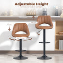 HOMCOM Barstools Set Of 2, Dining Stools With Backrest And Footrest, Brown