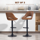 HOMCOM Barstools Set Of 2, Dining Stools With Backrest And Footrest, Brown