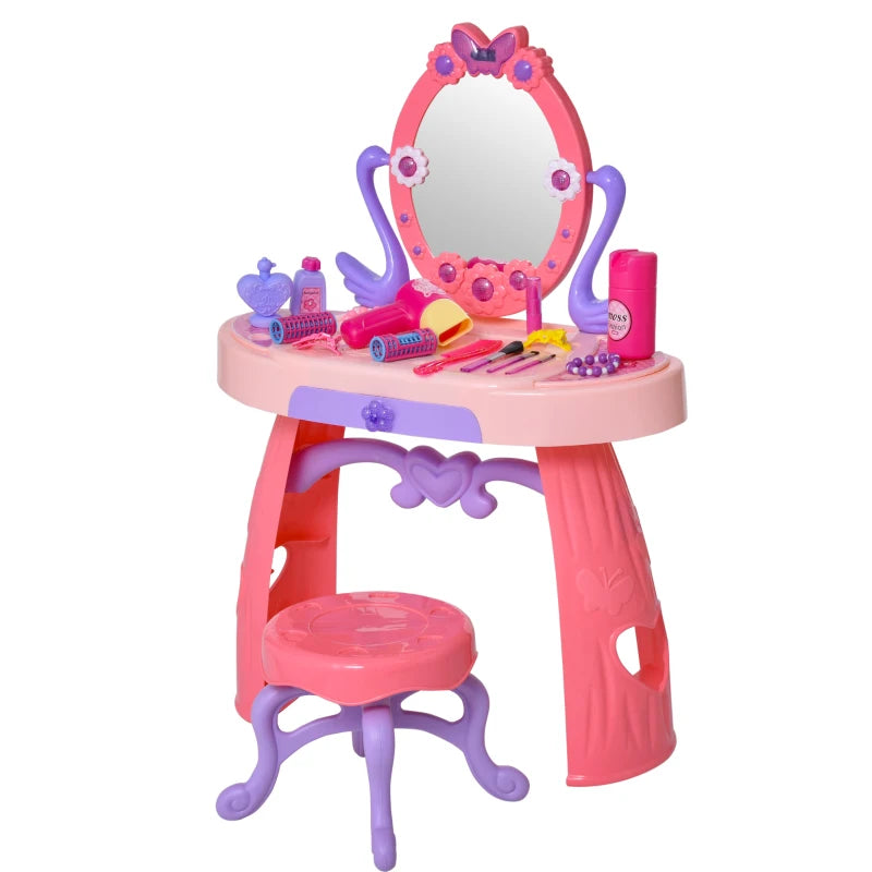 HOMCOM Dressing Table Playset - Pink Purple