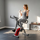 SPORTNOW 3-In-1 Folding Exercise Bike with Resistance Bands, Red