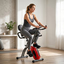 SPORTNOW 3-In-1 Folding Exercise Bike with Resistance Bands, Red