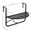 Outsunny Hanging Rail Table, 60Lx45Wx50H cm-Black