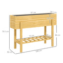 Outsunny Wooden Raised Bed w/ Bed Liner, Storage Shelf