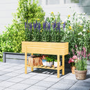 Outsunny Wooden Raised Bed w/ Bed Liner, Storage Shelf