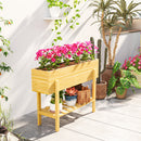 Outsunny Wooden Raised Bed w/ Bed Liner, Storage Shelf