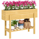 Outsunny Wooden Raised Bed w/ Bed Liner, Storage Shelf