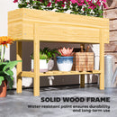 Outsunny Wooden Raised Bed w/ Bed Liner, Storage Shelf