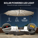 Outsunny 3 M Garden Cantilever Parasol With Solar Light, Rotation, Grey