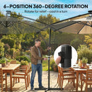 Outsunny 3 M Garden Cantilever Parasol With Solar Light, Rotation, Grey