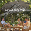 Outsunny 3 M Garden Cantilever Parasol With Solar Light, Rotation, Grey